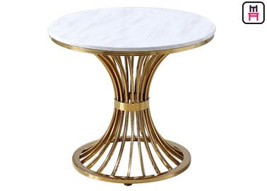 Modern Coffee Table With Stainless Steel Legs , Round Marble Top Dining Table 