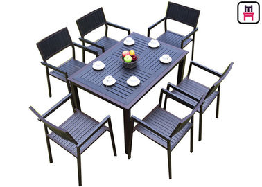 1 By 4 / 6 Outdoor Restaurant Tables Sets Plastic Wood Metal Frame Patio Dining Furniture