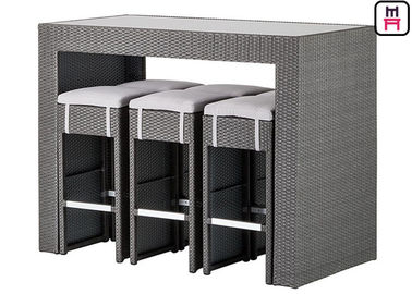 4-8 People Bar Height Outdoor Dining Set , Outdoor Bar Stools And Table Set 