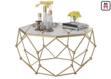 Gold / Black / White Stainless Steel Coffee Table Galaxy Hollowed - Out Hexagon Design