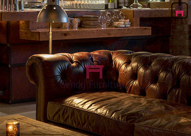 Leather / Fabric Hotel Upholstered Restaurant Booth Chesterfield Sofa American Style