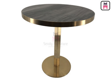 Round Shape Wood Grain Plywood with Golden Seam Dining Table