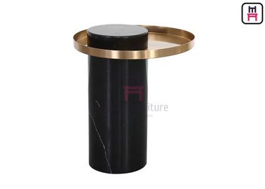 Modern Stylish Round Marble Coffee Table Stainless Steel Tray For Luxury Hotel