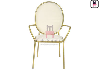Luxury Round Back Stainless Steel Restaurant Chairs Velvet Arm With SS Frame