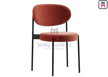 Red Black Painted Metal Dining Room Chairs / Upholstered Dining Chair Without Arm