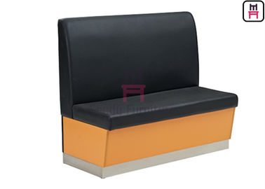 Black Color Commercial Banquette Seating , Wood Restaurant Booth Eco - Leather