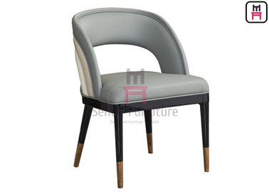 Open Back Rainbow Leather Wood Restaurant Chairs With Gold Stainless Steel Feet