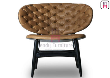 Tufted Leather Restaurant Dining Room Chairs VIP Room Over Size Shell Shape Backrest