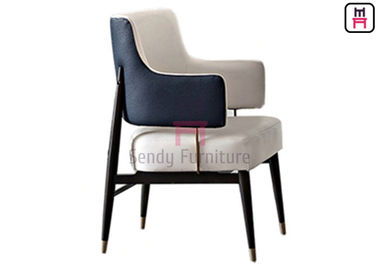 Upholstered Leather Dining Chair High Density Foam With Armrests Metal Details