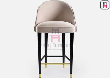 Five - Star Hotel High Back Bar Stools Ivory Color Velvet 0.43cbm With Footrest