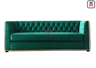 Vintage Luxury Studded Upholstered Restaurant Booth 3 Seats Arm With Velvet