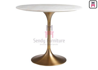 Brushed Golden Tulip Base Marble Coffee Table Trumpet Base Table