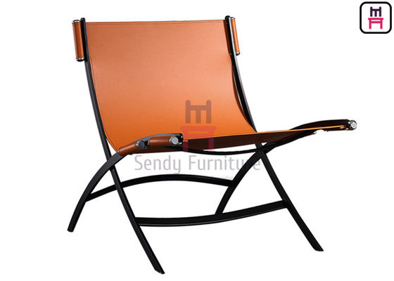 Bowed Tanned Leather Unfoldable 0.5cbm Single Sofa Chair