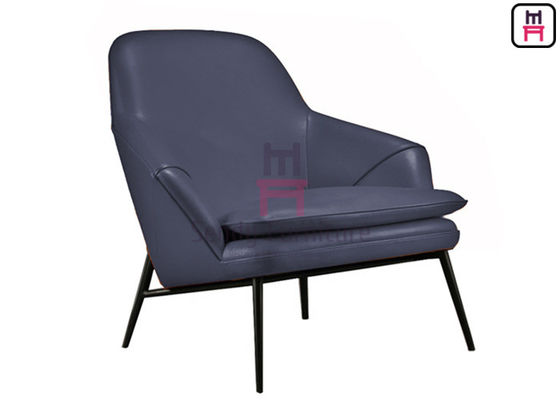 Unfolder Metal Feet 0.4cbm PU Leather Leisure Chair With Armrests