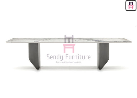 75cm Height Restaurant Dining Table 110cm Width Slab Stone For 8 Seats