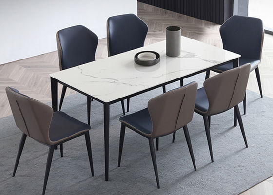 ODM 120x70x75cm Rectangular Stone Dining Table OEM Slab Top