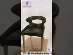 Unique Leather Upholstered  Wooden Dining Chairs With Curved Unibody Plywood Back