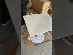 Marmo Calacatta Marble Table with Brushed Gold Stainless Steel Base For Restaurant / Hotel