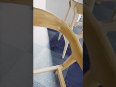 Leather Upholstered Ash Wood Dining Chair Black Lacquered Curved Backrest