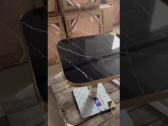 Oval Shape Marble Pattern Ceramic with Golden Seam Dining Table